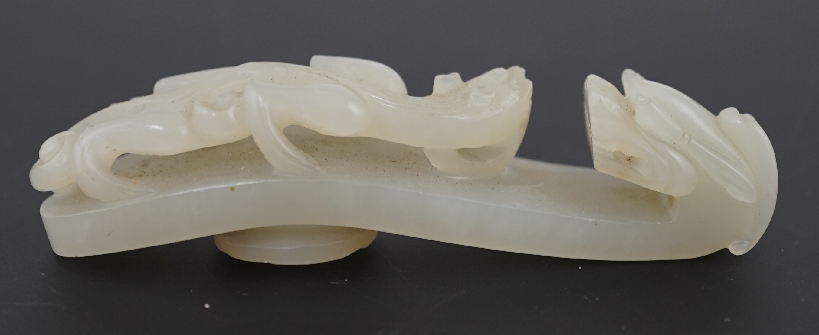A Chinese white jade ‘dragon’ belt hook, 18th/19th century